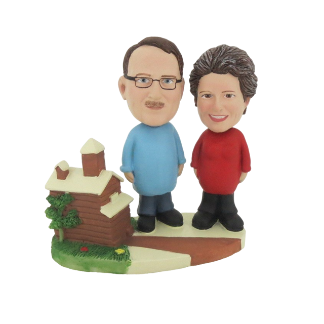 Picture of Custom Bobblehead Doll: Woman And Man With Beautiful House