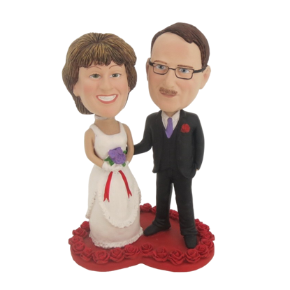 Picture of Custom Bobblehead Doll: Bride And Groom On Heart