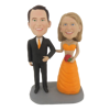 Picture of Custom Bobblehead Doll: Happy Arms Linked Bride And Groom