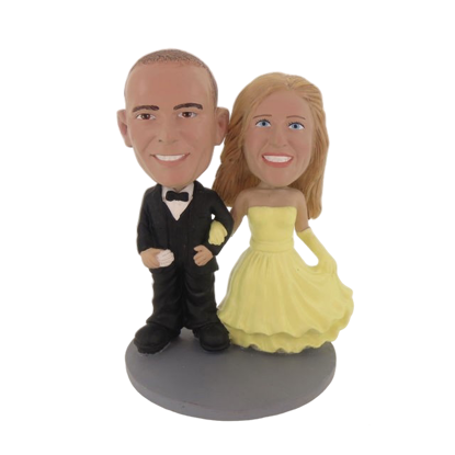 Picture of Custom Bobblehead Doll: Arms Linked Bride And Groom