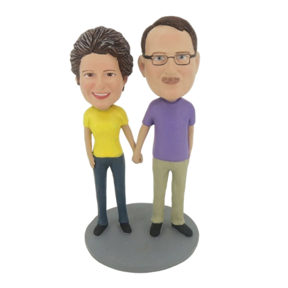 Picture of Custom Bobblehead Doll: Holding Hands Man And Woman
