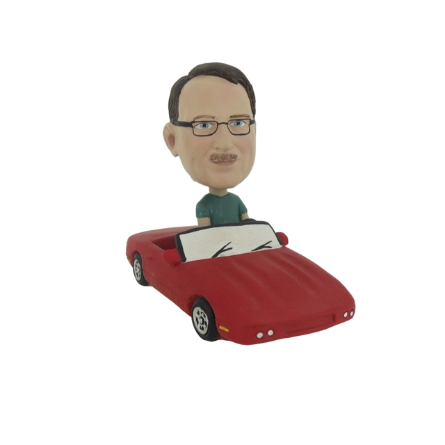 Picture of Custom Bobblehead Doll: Man Driving In Red Car