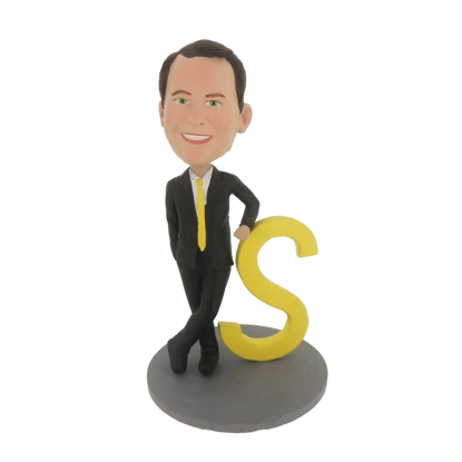Picture of Custom Bobblehead Doll: Black Suit Man Rely On S