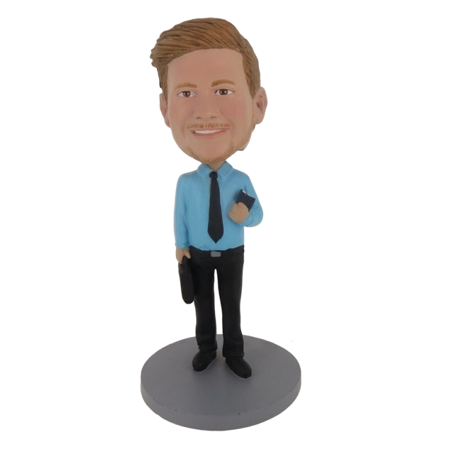 Picture of Custom Bobblehead Doll: Business Man With Something In Both Hands