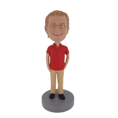 Picture of Custom Bobblehead Doll: Casual Man In Red And Brown