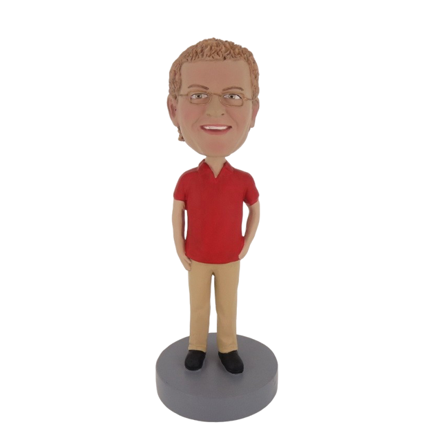 Picture of Custom Bobblehead Doll: Casual Man In Red And Brown