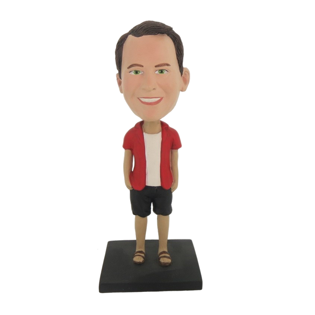 Picture of Custom Bobblehead Doll: Casual Man In Short Red TShirt