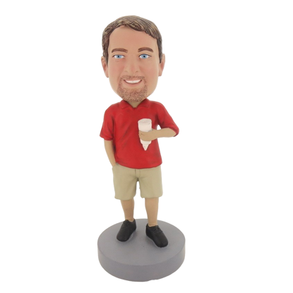 Picture of Custom Bobblehead Doll: Custom Bobblehead Doll: Casual Man Having Ice Cream