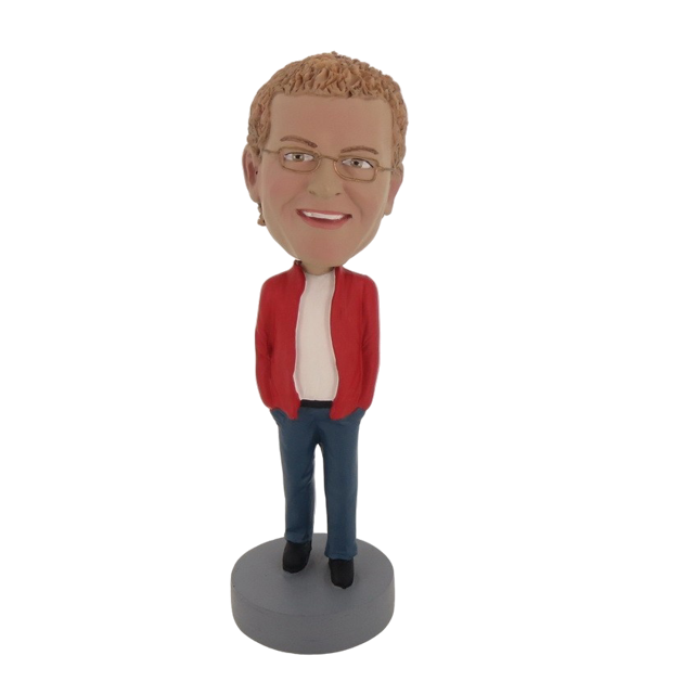 Picture of Custom Bobblehead Doll: Man In Casual Style Red Jacket