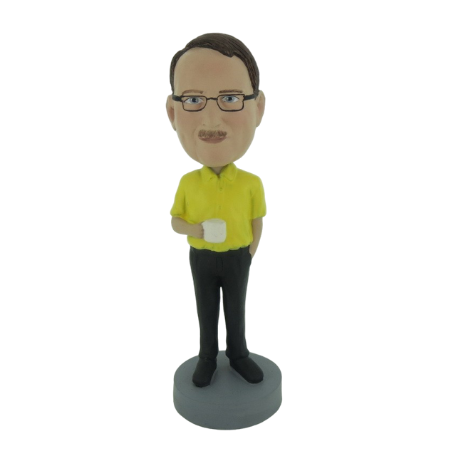 Picture of Custom Bobblehead Doll: Casual Man Holding A Cup