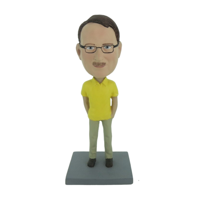 Picture of Custom Bobblehead Doll: Casual Man In Yellow Short TShirt