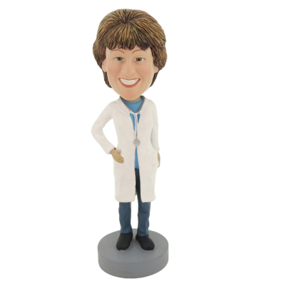 Picture of Custom Bobblehead Doll: Female Doctor with White Gown