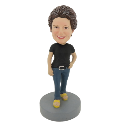 Picture of Custom Bobblehead Doll: Black Short Sleeve Woman