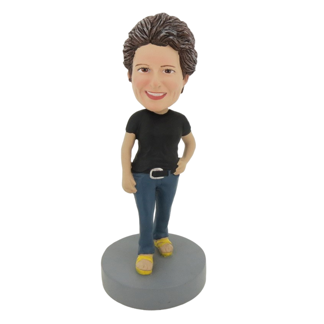 Picture of Custom Bobblehead Doll: Black Short Sleeve Woman