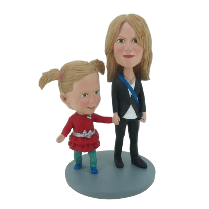 Picture of Custom Bobblehead Doll: Mother & Daughter Hand in Hand