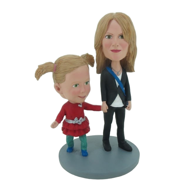 Picture of Custom Bobblehead Doll: Mother & Daughter Hand in Hand