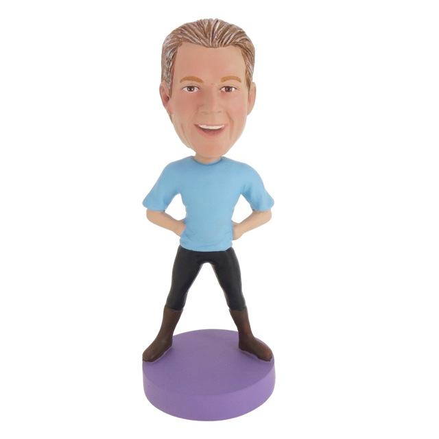 Picture of Custom Bobblehead Doll: Casual Man Enjoying Excercising