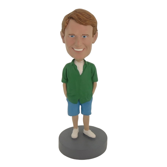 Picture of Custom Bobblehead Doll: Young Casual Man In Green