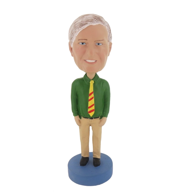 Picture of Custom Bobblehead Doll: Old Casual Man In Green With Tie