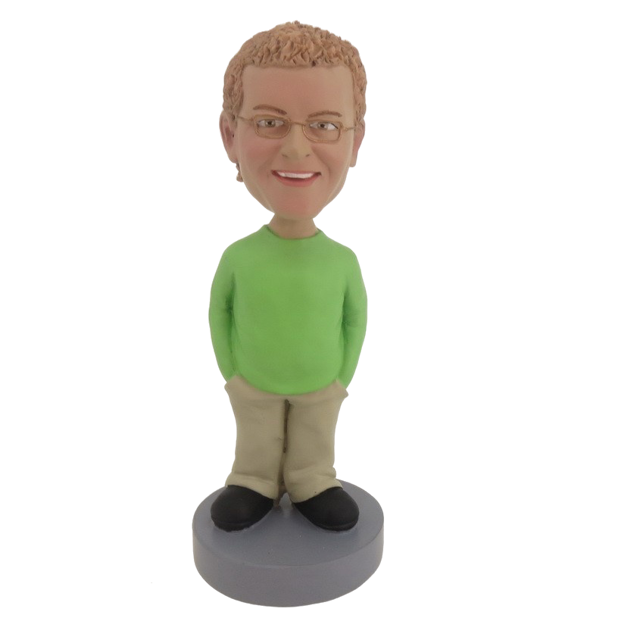 Picture of Custom Bobblehead Doll: Man In Green With Big Shoe