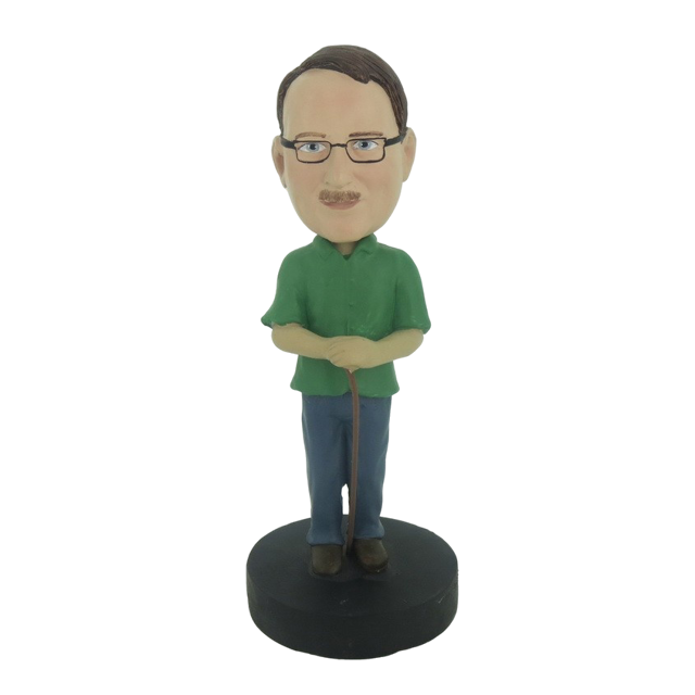 Picture of Custom Bobblehead Doll: Man In Green With A Walking Sticker