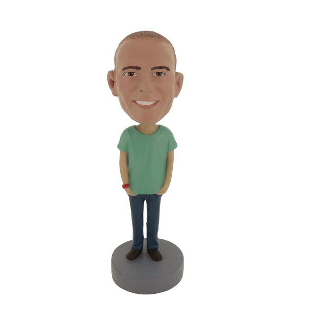 Picture of Custom Bobblehead Doll: Casual Man In Green And Blue