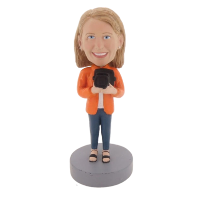 Picture of Custom Bobblehead Doll: Girl Holding Camera