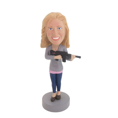 Picture of Custom Bobblehead Doll: Woman with Machine Gun
