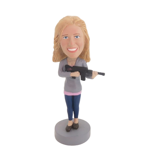 Picture of Custom Bobblehead Doll: Woman with Machine Gun