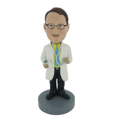 Picture of Custom Bobblehead Doll: Male Doctor Holding Stethoscope