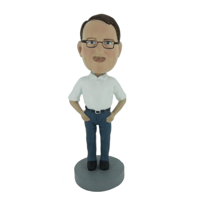 Picture of Custom Bobblehead Doll: Casual Man In White And Blue