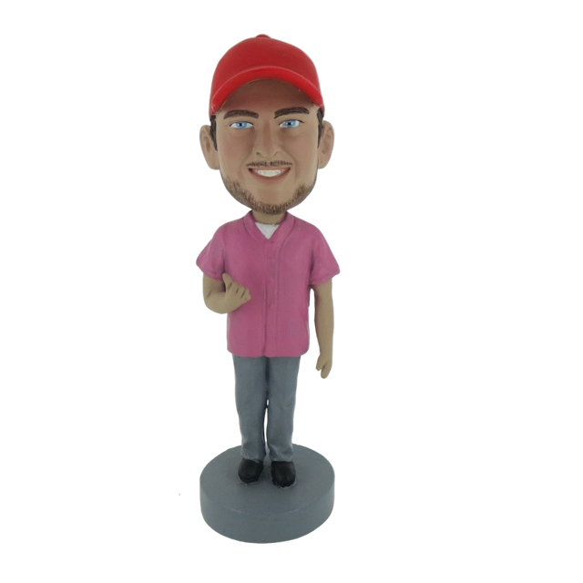 Picture of Custom Bobblehead Doll: Casual Man With Beard In Red Hat