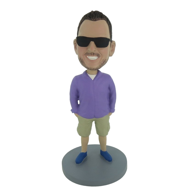 Picture of Custom Bobblehead Doll: Cugar In Purple Shirt And Sunglass