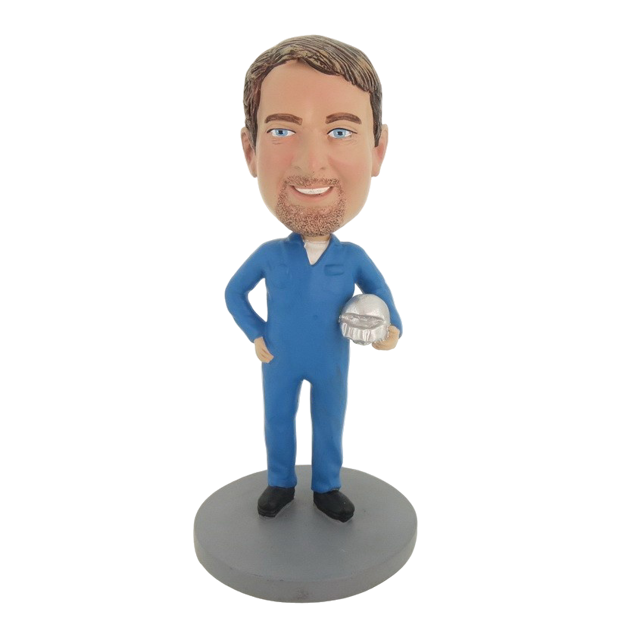 Picture of Custom Bobblehead Doll: Engineer Holding Protective Helmet