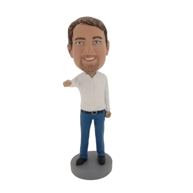 Picture of Custom Bobblehead Doll: Man In Nice Clothing Pointing Out