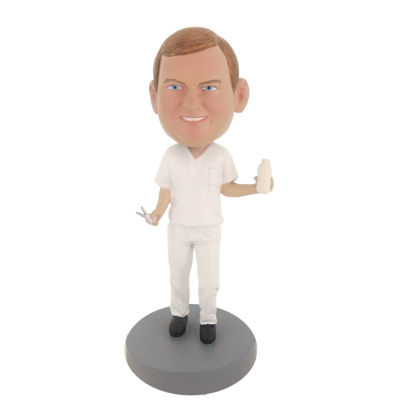Picture of Custom Bobblehead Doll: Man In Pure White With Drink