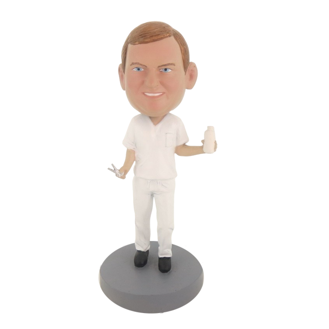 Picture of Custom Bobblehead Doll: Man In Pure White With Drink