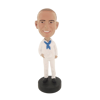 Picture of Custom Bobblehead Doll: Man In Pure White And Blue Tie