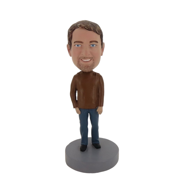 Picture of Custom Bobblehead Doll: Man With Beard In Brown Jacket