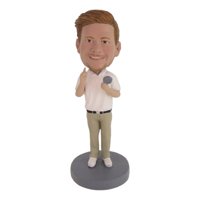 Picture of Custom Bobblehead Doll: White Shirt Man With Microphone