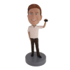 Picture of Custom Bobblehead Doll: One Hand Up Man With White Polo