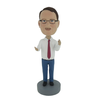 Picture of Custom Bobblehead Doll: Man In White With Red Tie