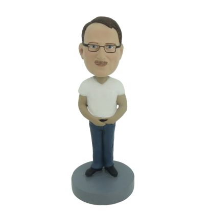 Picture of Custom Bobblehead Doll: Man In White TShirt And Blue Jeans