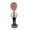 Picture of Custom Bobblehead Doll: Man In Black And White With Tie
