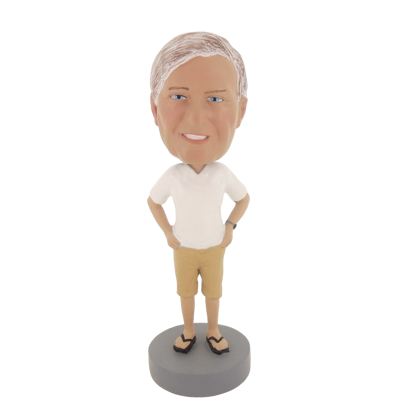 Picture of Custom Bobblehead Doll: Casual Man In White And Beige