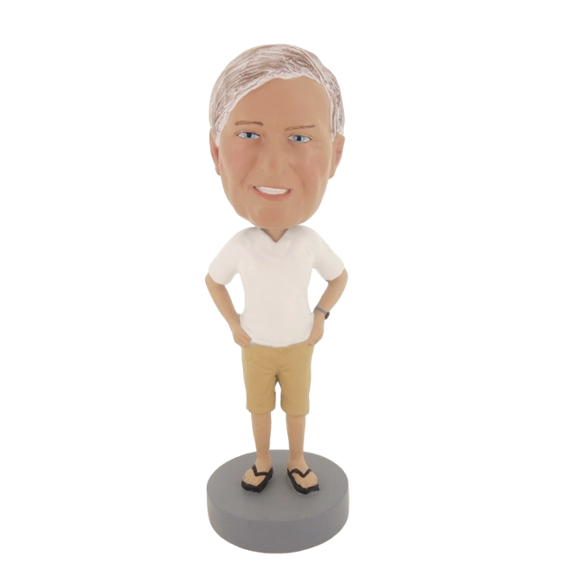 Picture of Custom Bobblehead Doll: Casual Man In White And Beige