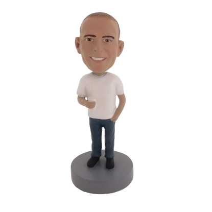 Picture of Custom Bobblehead Doll: Casual Man Having Milk