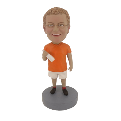 Picture of Custom Bobblehead Doll: Casual Man Happily Enjoy Drink