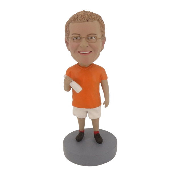 Picture of Custom Bobblehead Doll: Casual Man Happily Enjoy Drink