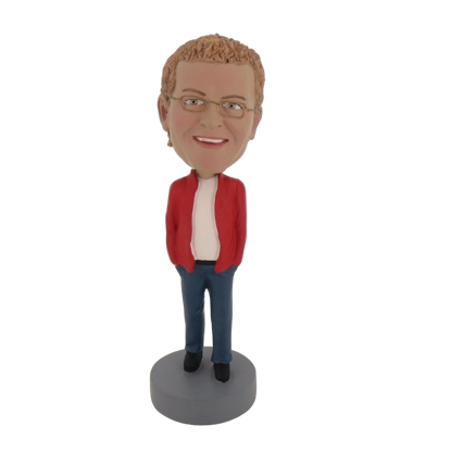 Picture of Custom Bobblehead Doll: Casual Man In Red and Black